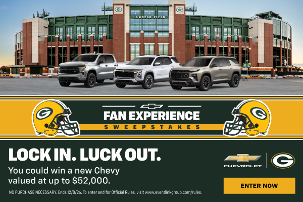 Level up your gameday experience with a chance to win a new Chevy of your choice, valued at up to...